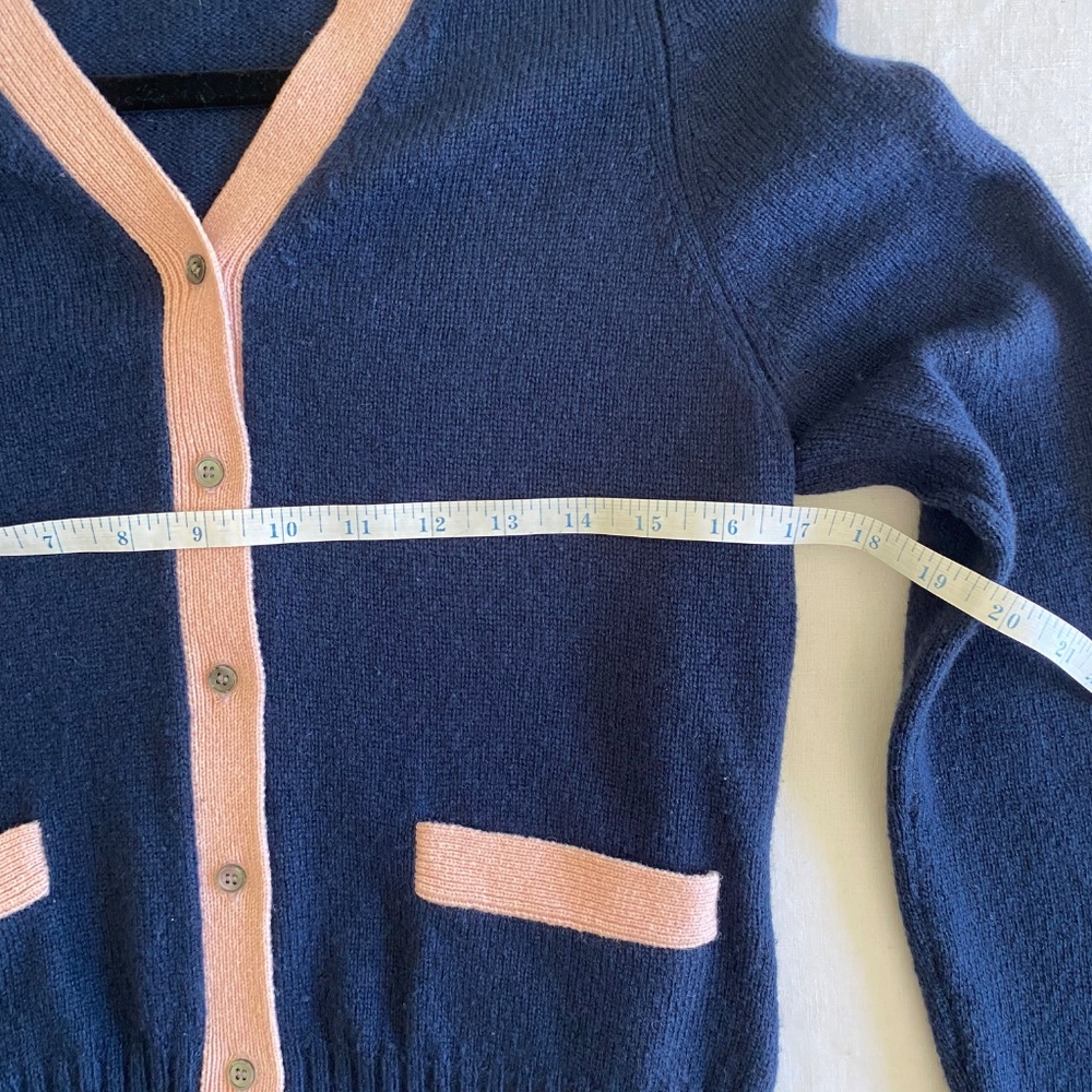 J Crew Blue & Pink Button Up Wool V Neck Sweater Size Small - Picture 4 of 5